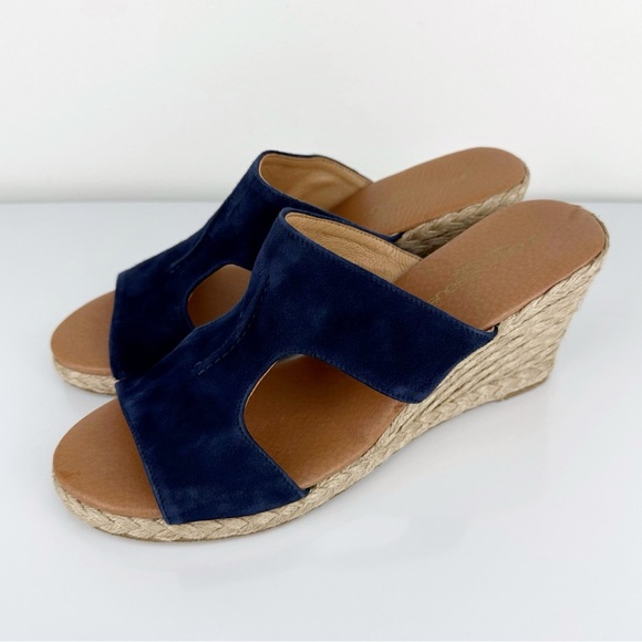 Andre Assous Women's Alana Suede Espadrille Wedge Slide Sandals Blue Size 9.5 - Picture 6 of 10